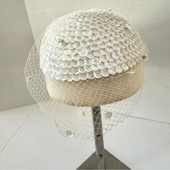Whittaker & Javits Veil Tulle Sequin VINTAGE Hat B#27 - Picture 4 of 12